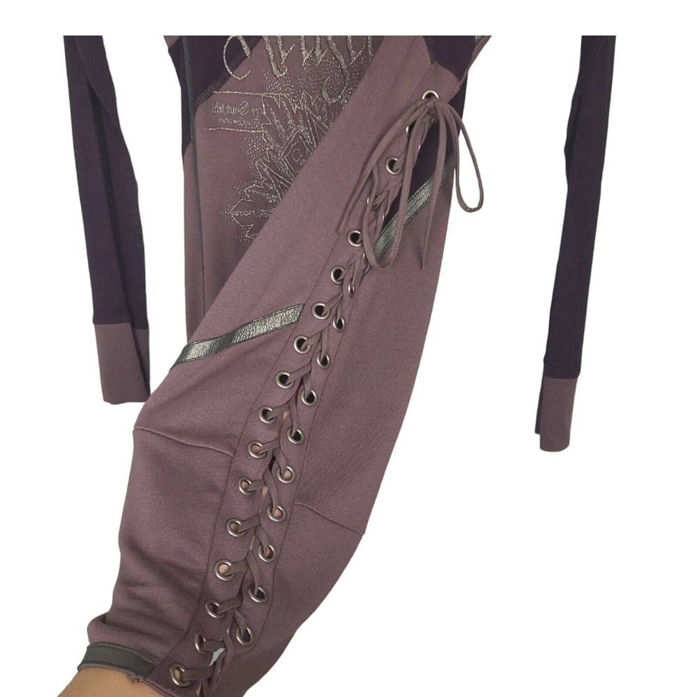 SALVAGE NWT Y2K Lace Up Purple Long Sleeve Dress. Never Worn. M - Picture 6 of 13